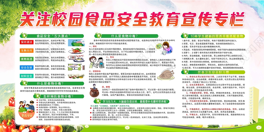 红色水墨手牵手维护食品安全心连心构筑和谐校园食品安全宣传展板校园食品安全宣传栏