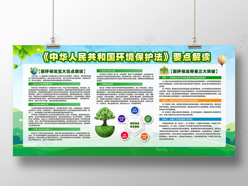 绿色简约新环境保护法宣传栏