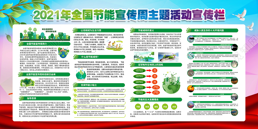 水彩几何风格全国节能宣传周宣传栏