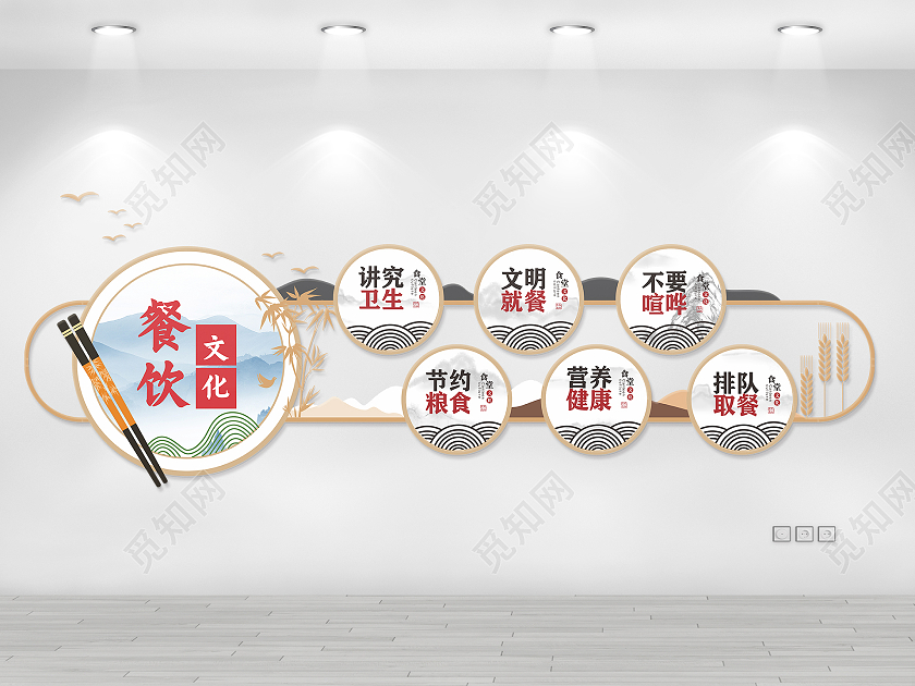 创意简约圆形餐饮文化餐厅食堂文化墙