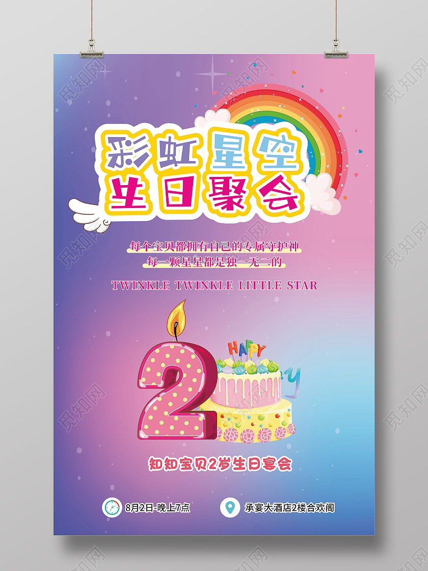 星空绚丽生日聚会海报生日派对