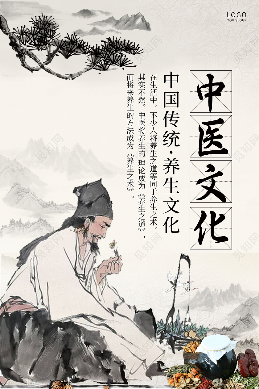 灰色中国风中医文化海报中医海报中医宣传
