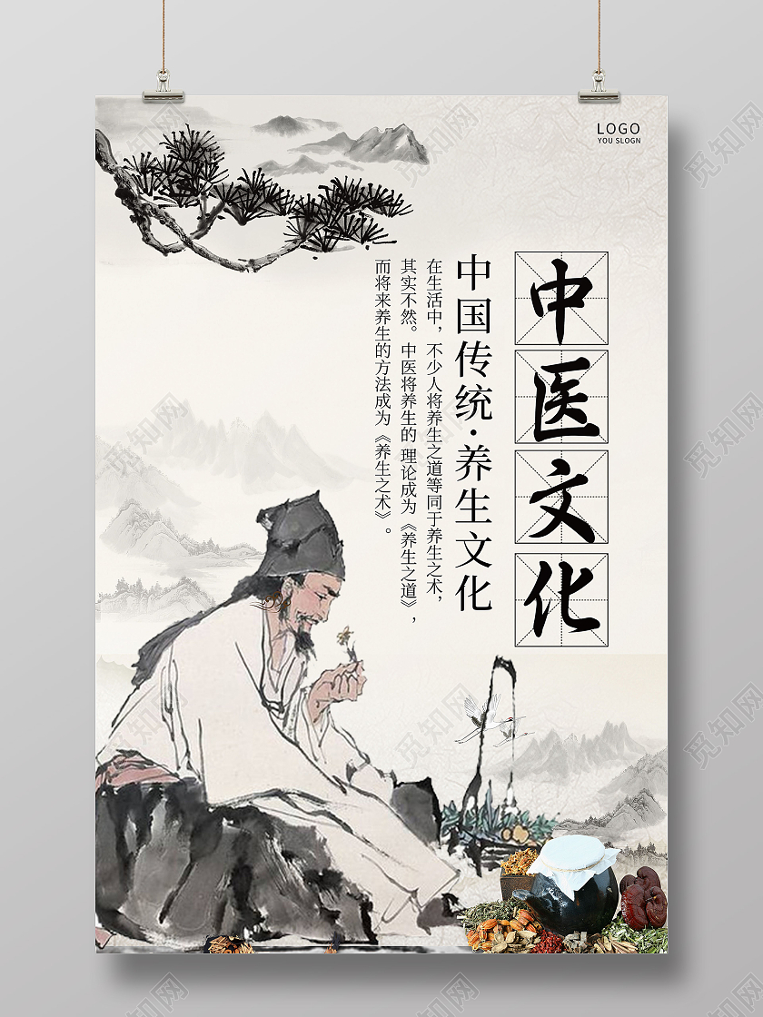 灰色中国风中医文化海报中医海报中医宣传