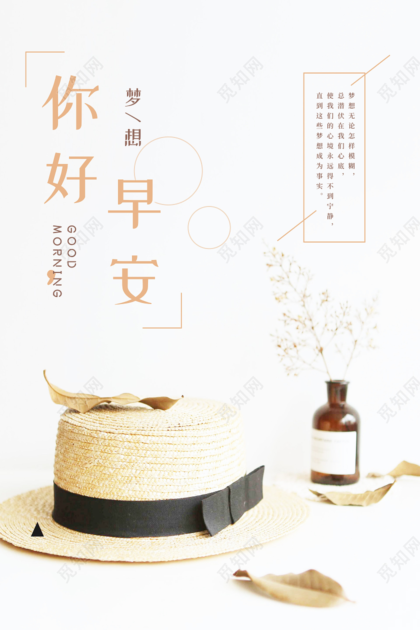 白色简约你好早安行业模板海报