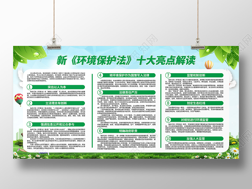 绿色新环境保护法宣传栏