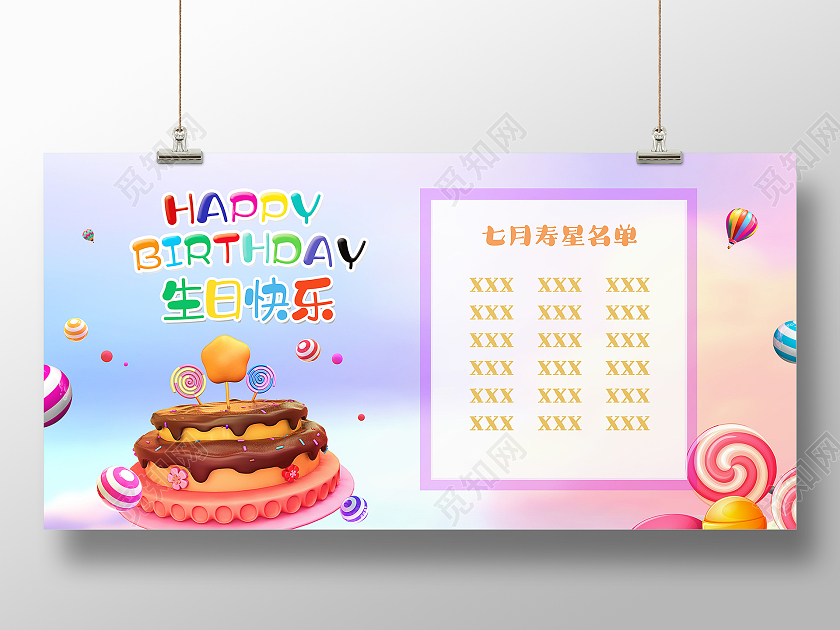 生日派对生日邀请函生日快乐展板