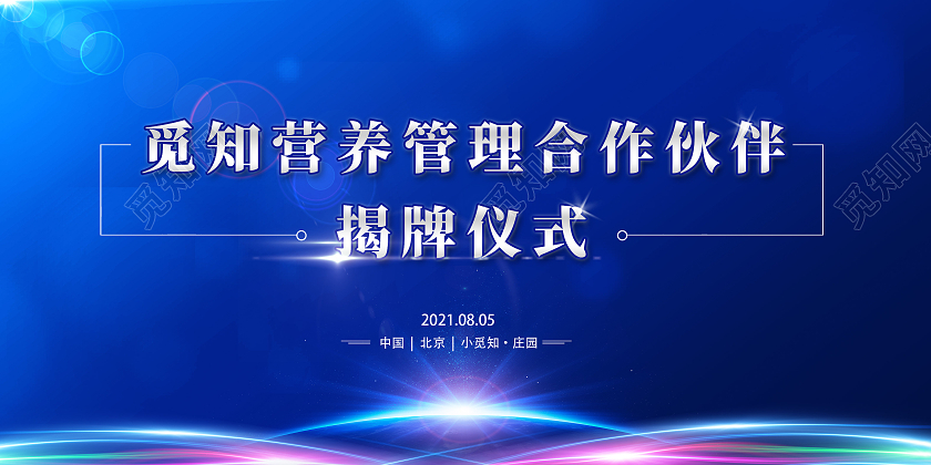蓝色简约营养管理合作伙伴揭牌仪式展板
