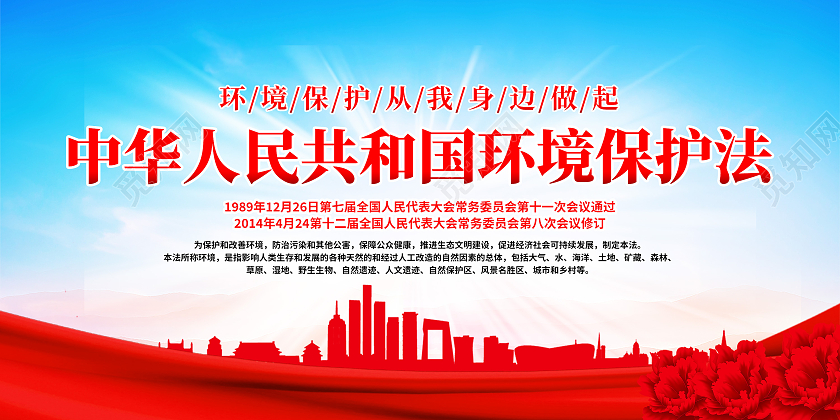 蓝色商务环境保护法宣传栏