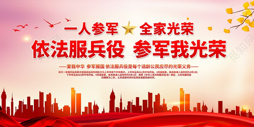 红色简约大气参军征兵宣传展板行业模板