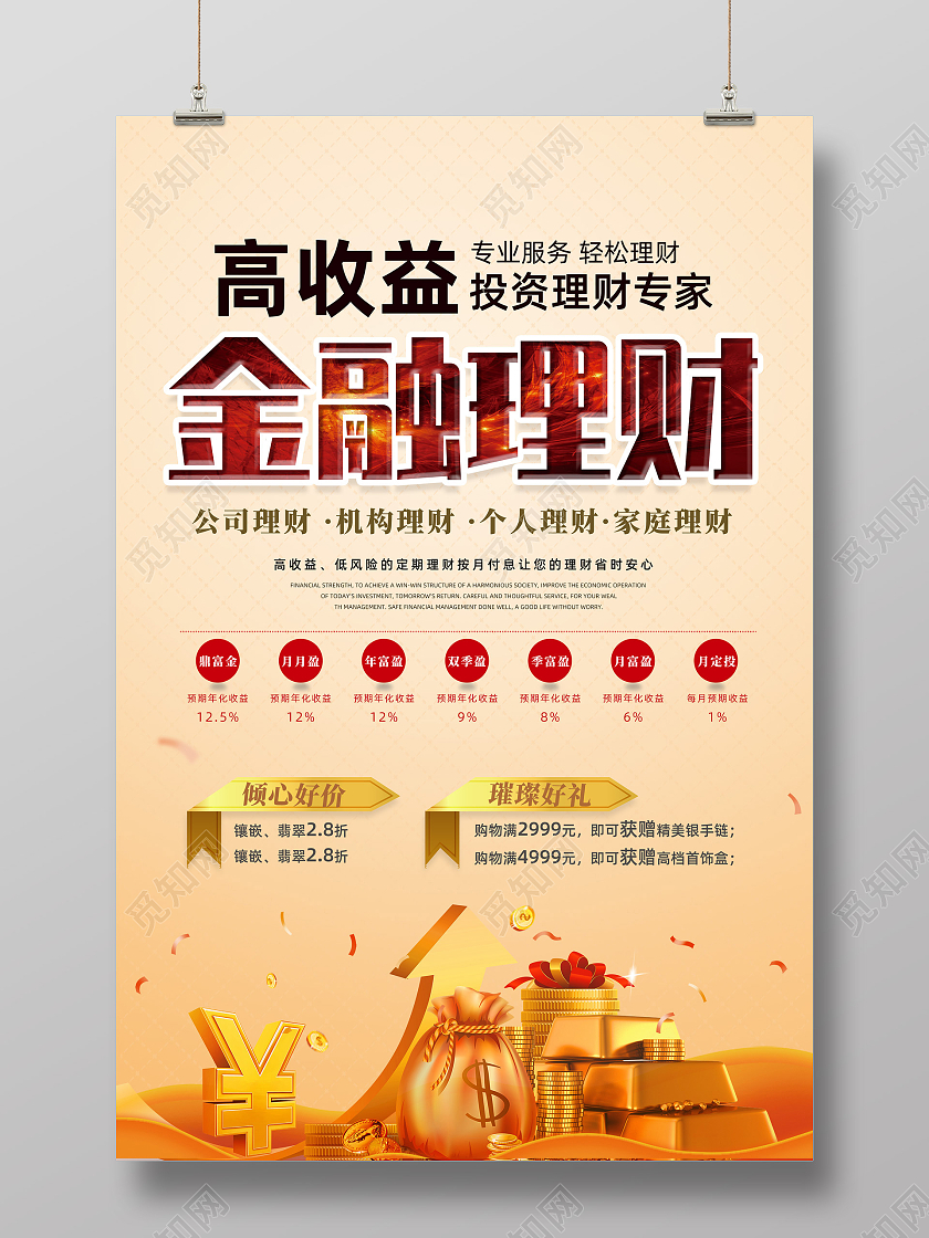 黄色简约投资理财专家金融理财金融海报