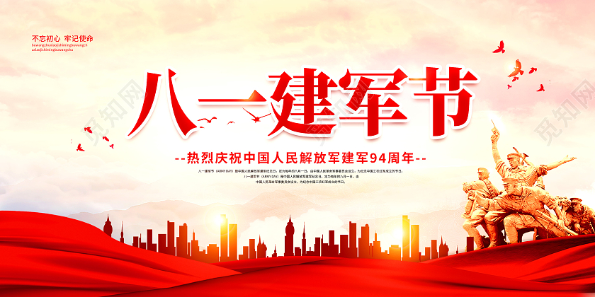 红色八一建军节94周年展板