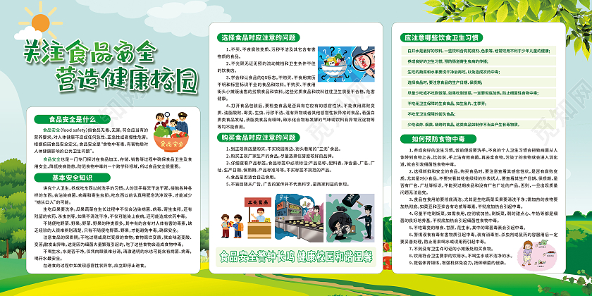绿色关注食品安全营造健康校园展板校园食品安全宣传栏