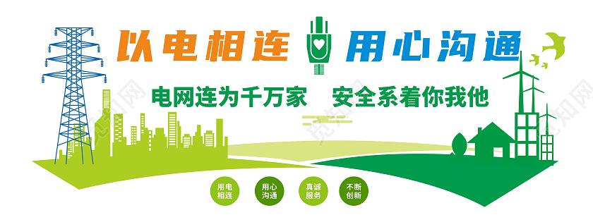 绿色简约风格电力电网标语文化墙电力电网文化墙