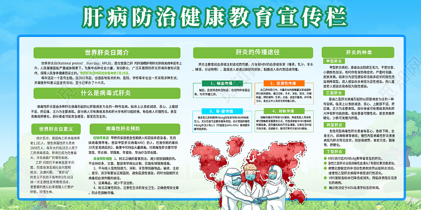绿色简约大气世界肝炎日活动展板
