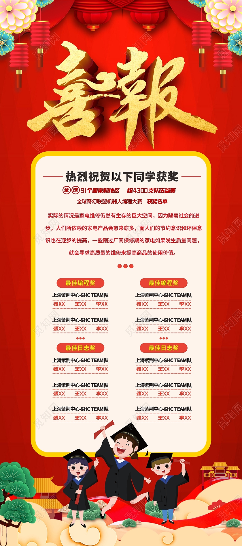 学生竞赛喜报展架