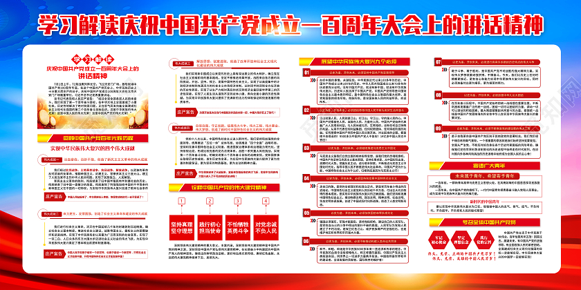 红色简约七一讲话宣传栏