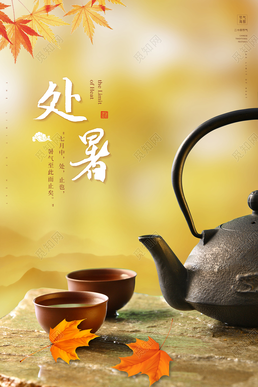 黄色简约二十四节气处暑节气宣传海报