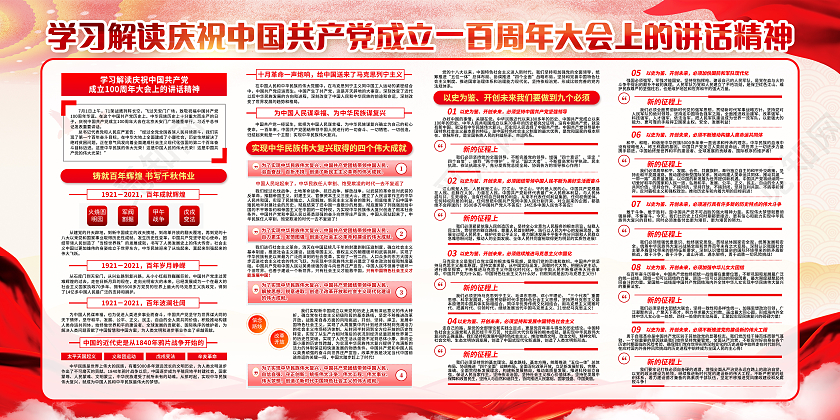 红色简约七一讲话宣传栏