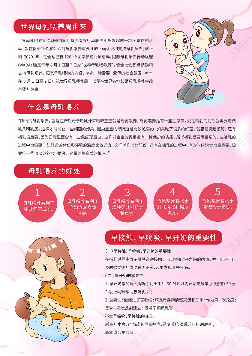 剪影简约卡通2021年世界母乳喂养周宣传单