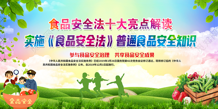 蓝色炫彩食品安全法宣传栏展板