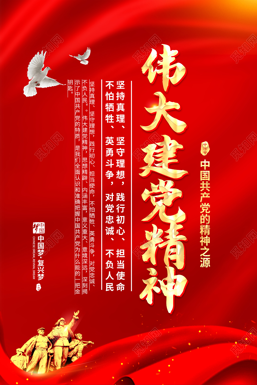 红色建党伟大建党精神宣传海报