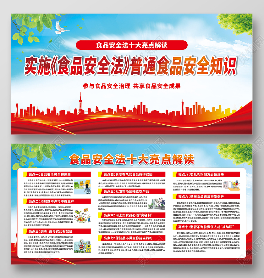 红色食品安全法宣传栏