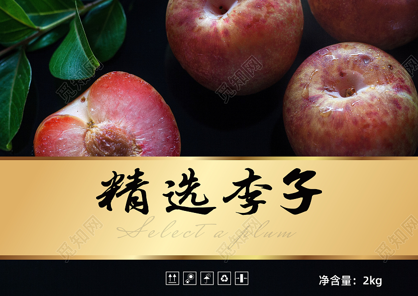 黑金色简约风精选李子包装设计