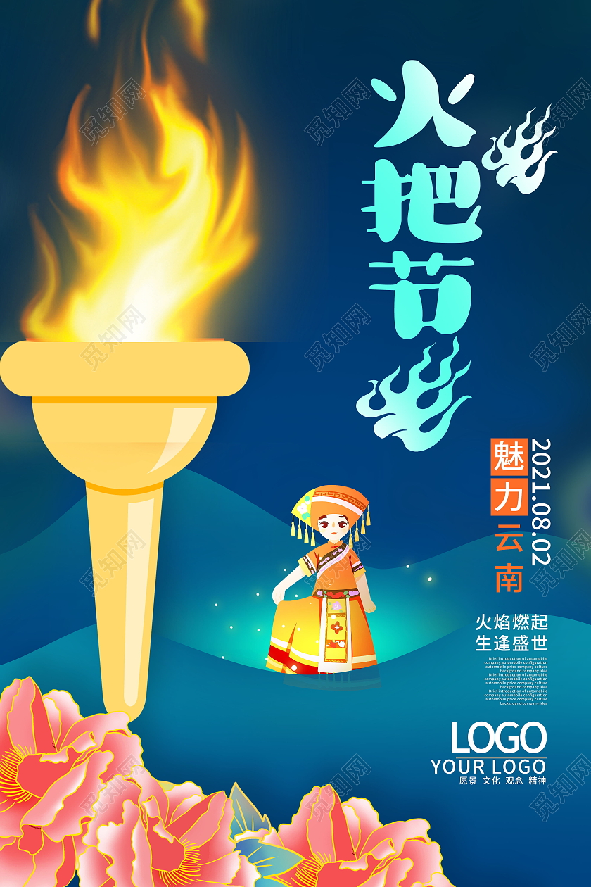 中华传统节日火把节海报