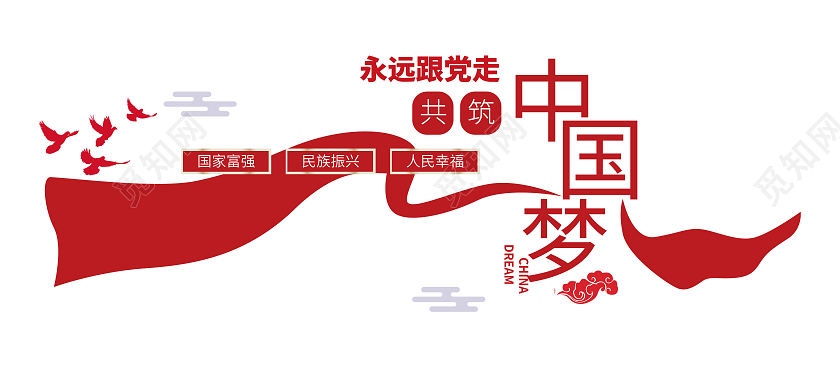 共筑中国梦永远跟着党走文化墙中国梦文化墙