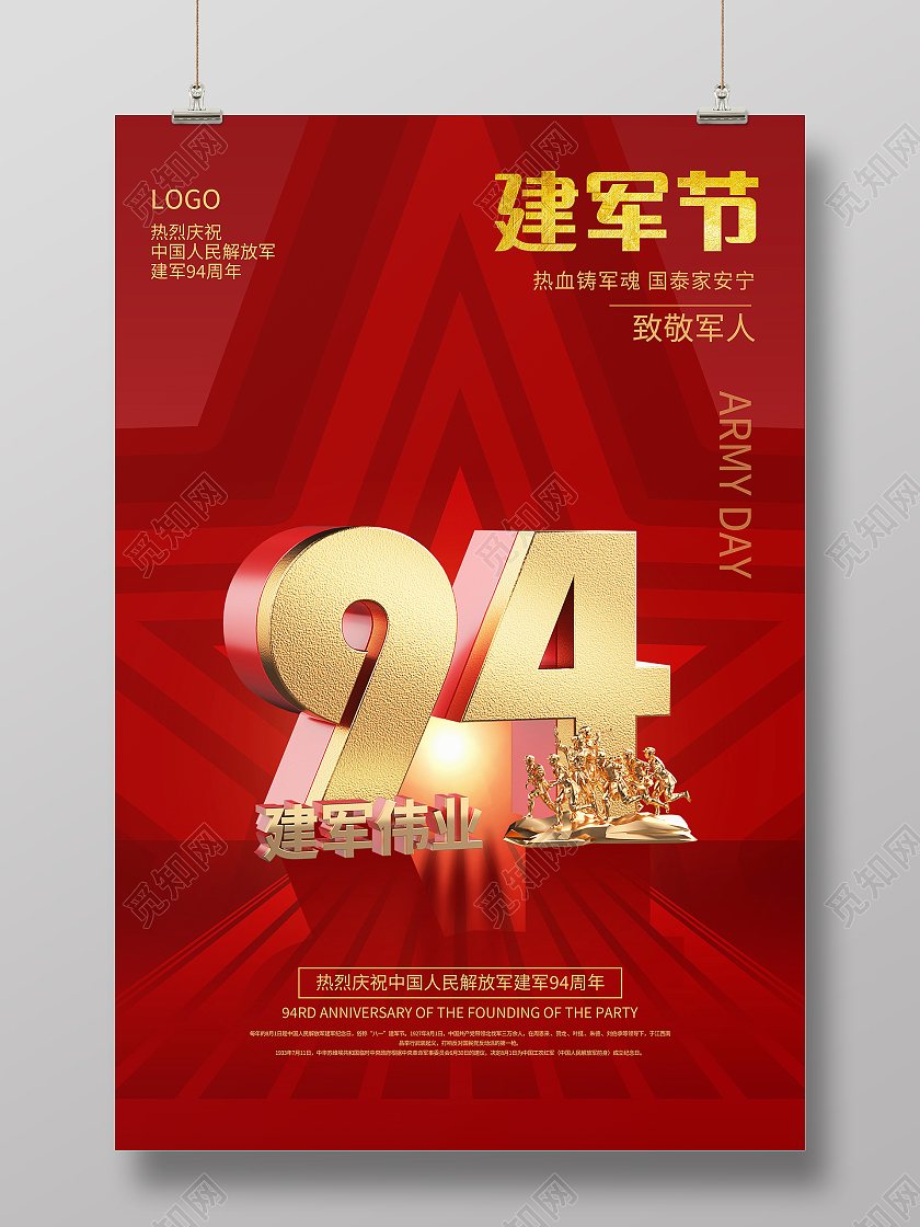 八一建军节中国人民解放军建军94周年海报建军节