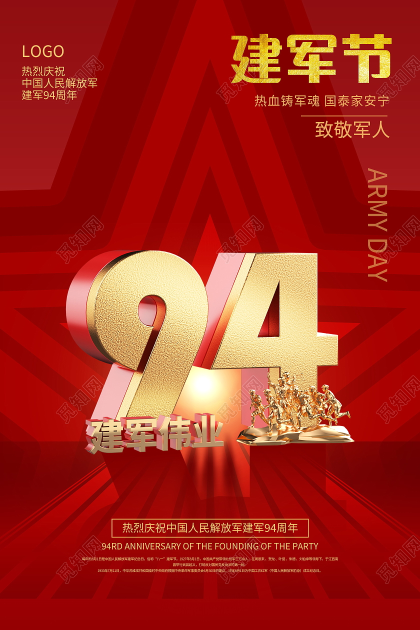 八一建军节中国人民解放军建军94周年海报建军节