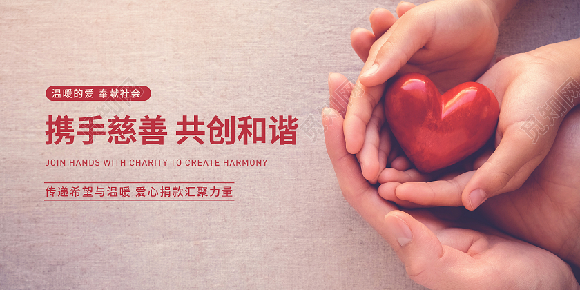 红色简约实携手慈善共创和谐宣传展板捐款海报