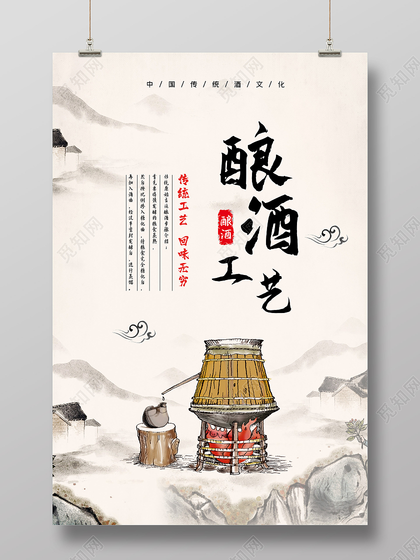简约中国风酿酒工艺酿酒宣传海报