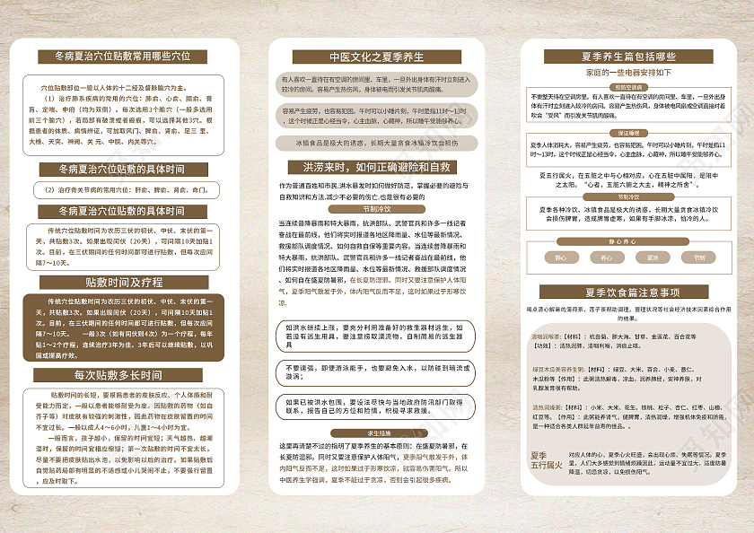灰色中式传统冬病夏治三伏天宣传三折页