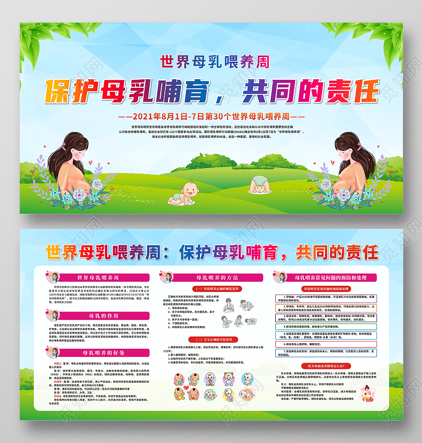 绿色世界母乳喂养周保护母乳哺育共同的责任世界母乳喂养周宣传栏