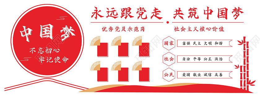 永远跟党走共筑中国梦宣传文化墙中国梦文化墙