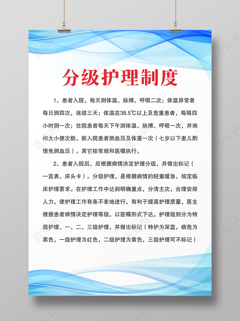 医院养老机构分级护理制度海报宣传栏