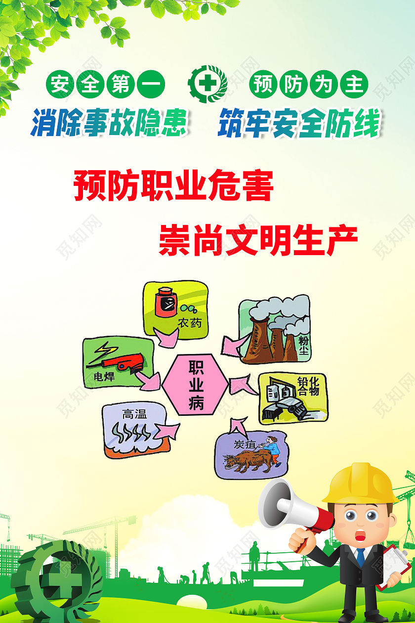 简约大气车间安全生产标语安全隐患宣传海报