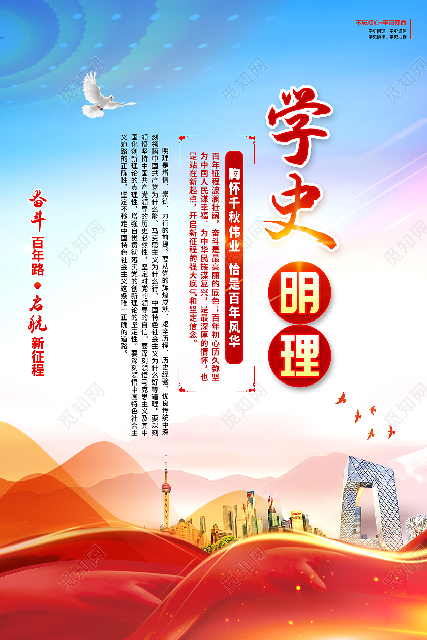 红色学史明理学史增信等学党史标语海报