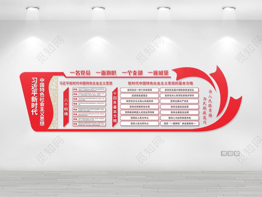 红色简约大气不忘初心牢记使命中国梦文化墙