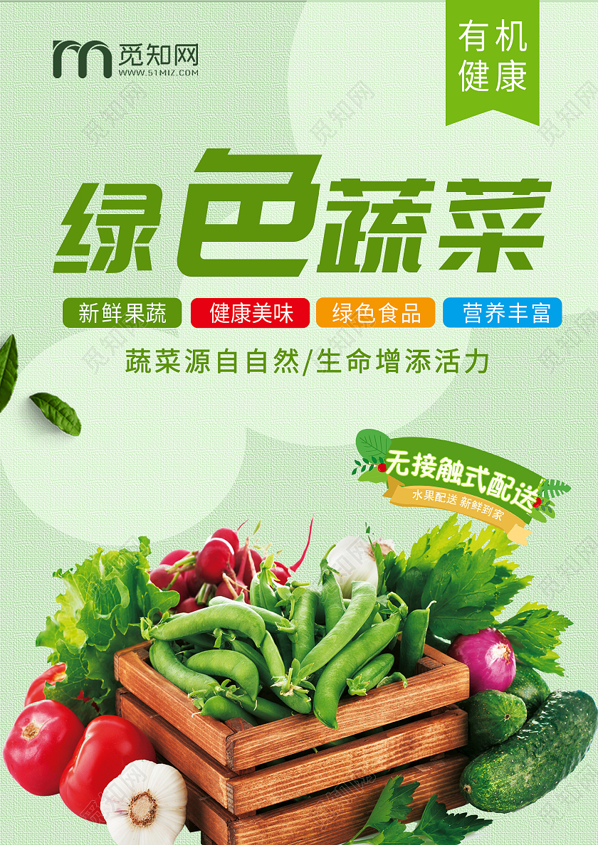 绿色简约绿色蔬菜绿色健康蔬菜宣传单