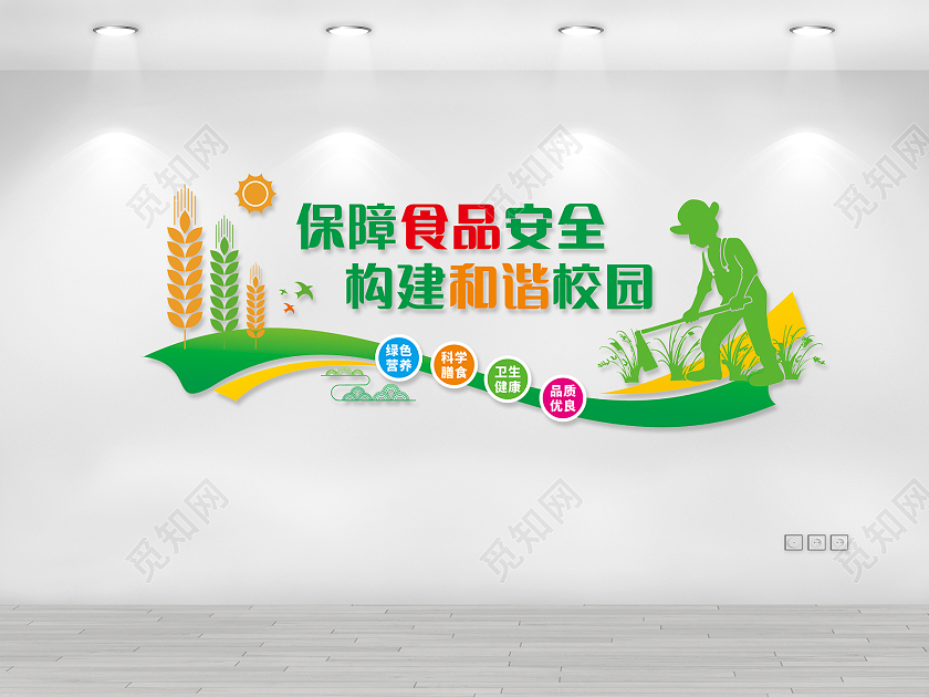 绿色风格校园食品安全文化墙文化