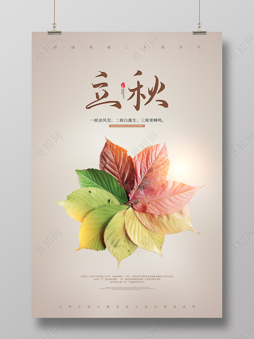 黄色创意摄影风立秋节气宣传海报二十四节气24节气立秋