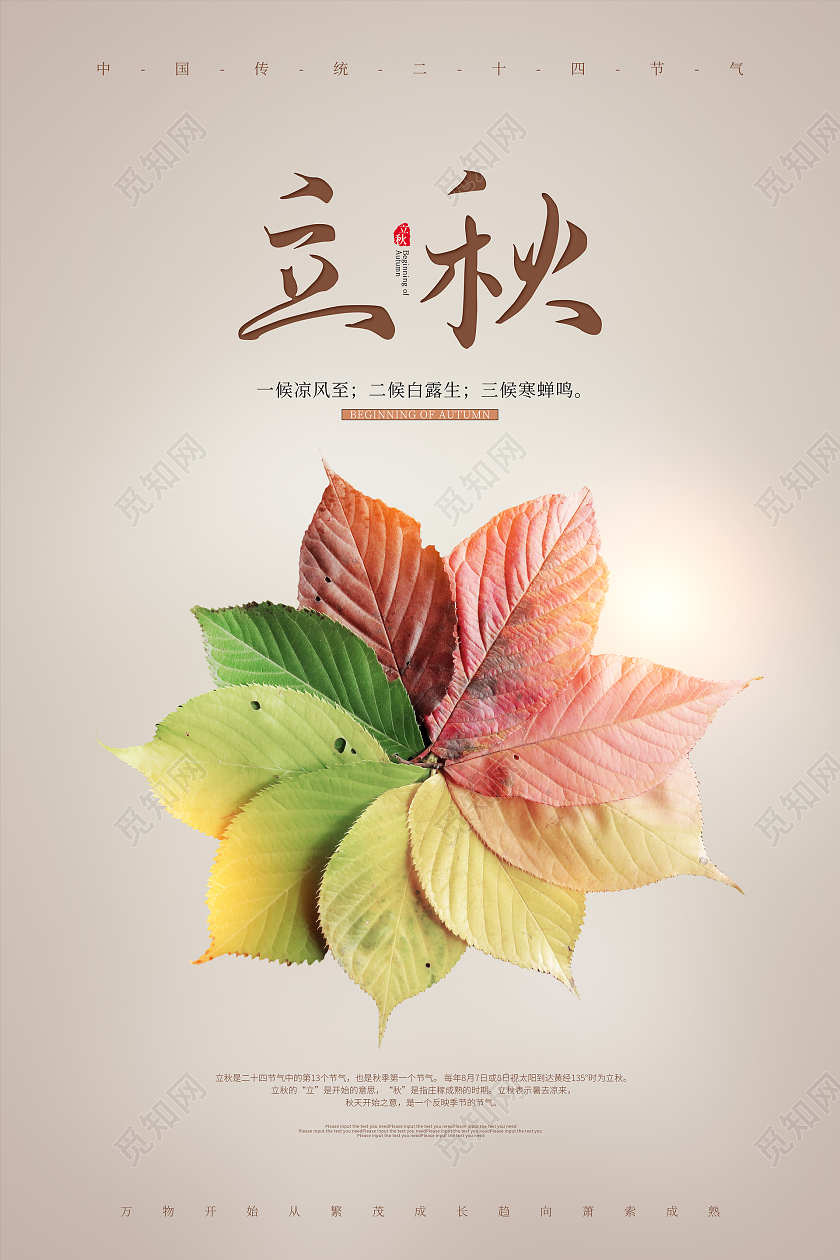 黄色创意摄影风立秋节气宣传海报二十四节气24节气立秋