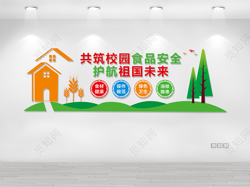 创意绿色校园食品安全文化墙校园文化