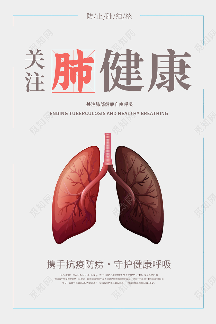 简约终结结核健康呼吸肺结核预防海报海报