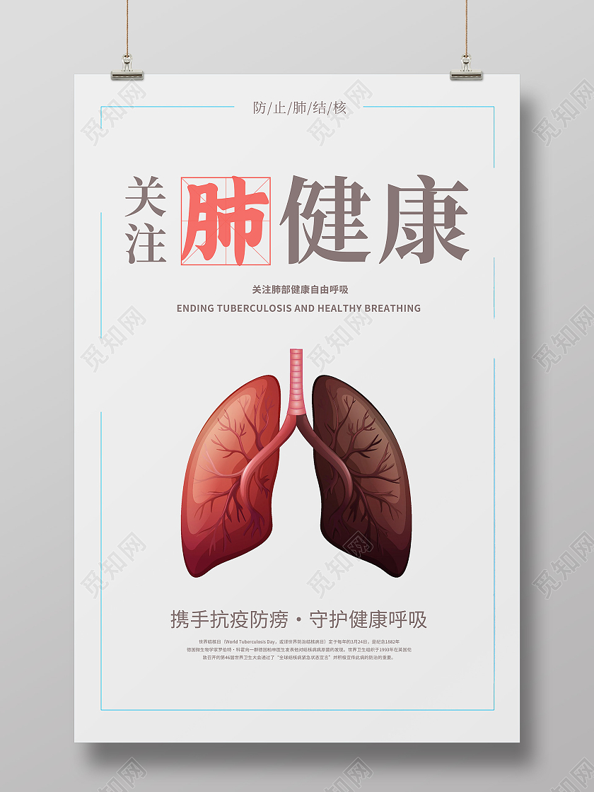 简约终结结核健康呼吸肺结核预防海报海报