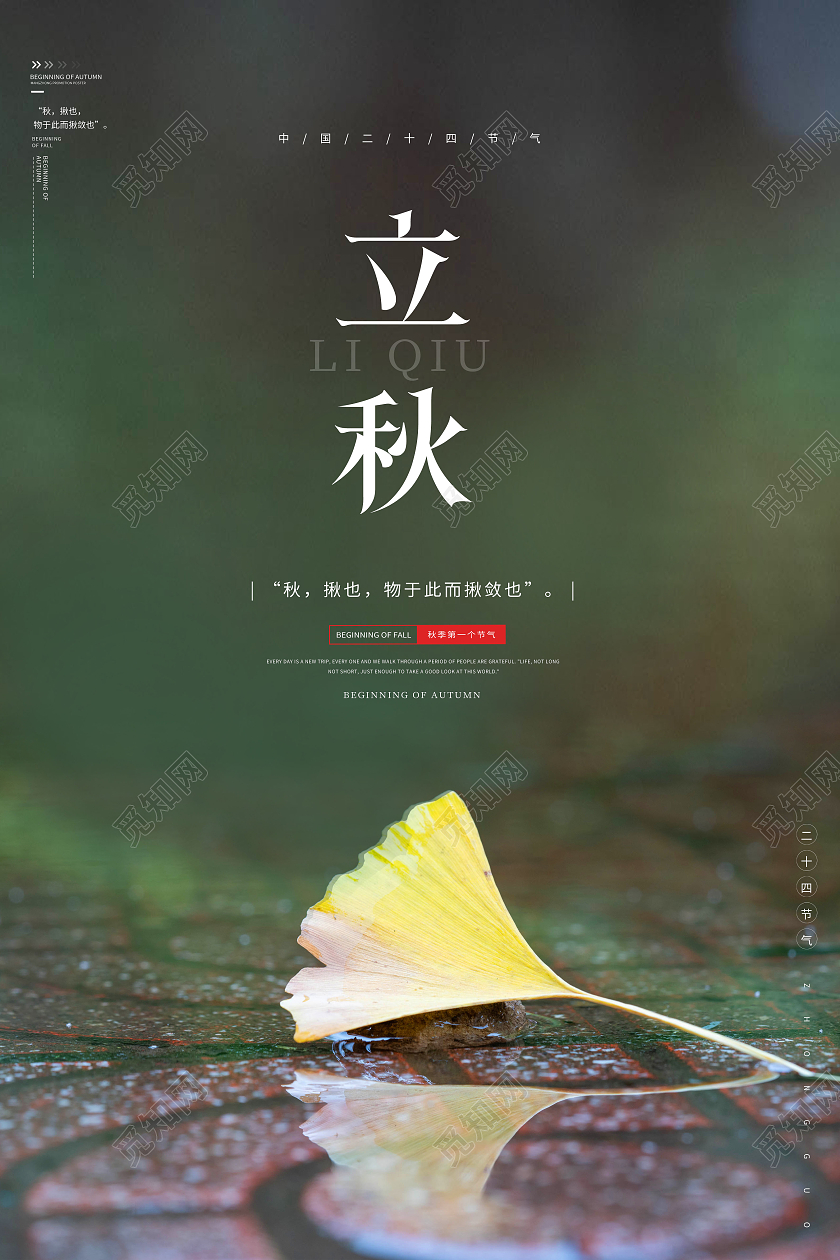 简约二十四节气立秋海报二十四节气24节气立秋