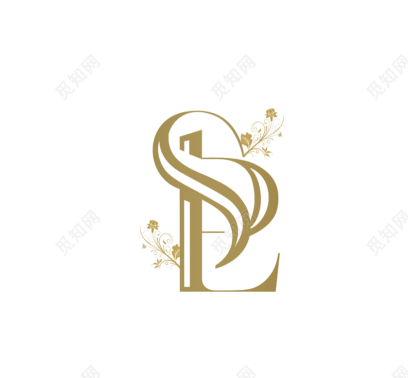 浅色简约字母LS花草LOGO设计logo