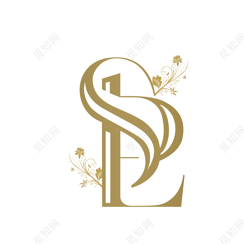 浅色简约字母LS花草LOGO设计logo